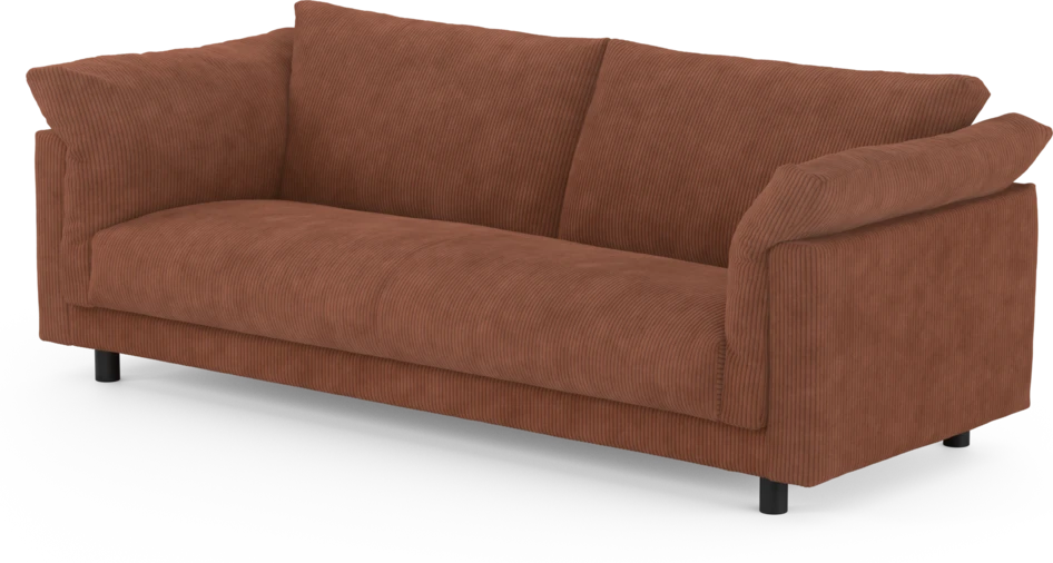 Cherrie - 3-sits soffa, hel dyna, fast klädsel - Orange