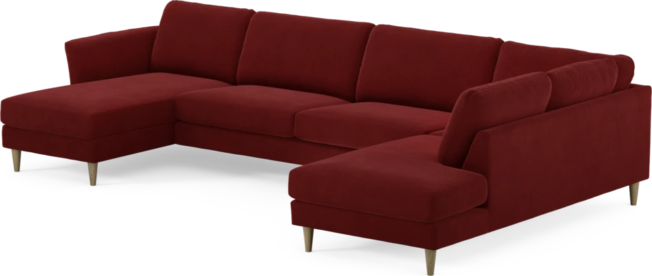 Bridge - 3-sits soffa med schäslong vänster och divan höger - Röd