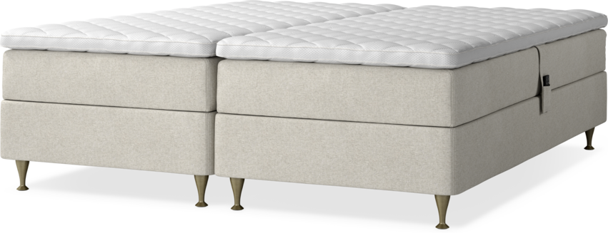 Delux Sense - Ställbar säng, dubbelsäng med bäddmadrass - Beige