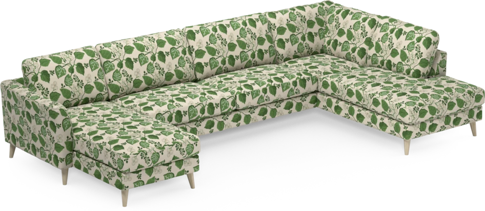 Bridge - 3-sits soffa med schäslong vänster och divan höger - Grön