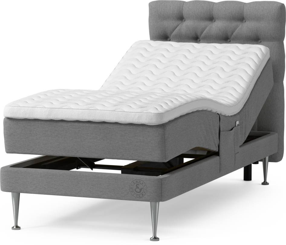 Särö Comfort - Ställbar säng, enkelsäng med bäddmadrass, sängben och Pikerad Låg sänggavel