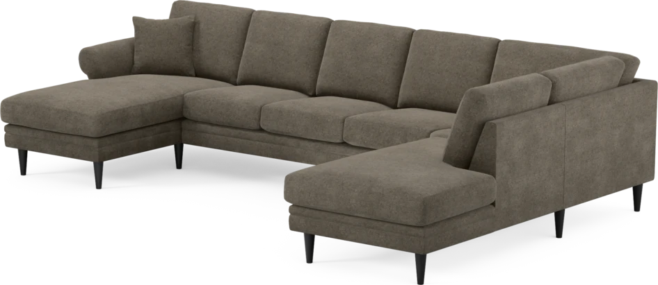 Eden - 3-sits soffa med schäslong vänster och divan höger - Brun