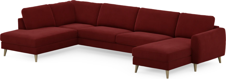 Bridge - 3-sits soffa med divan vänster och schäslong höger - Röd