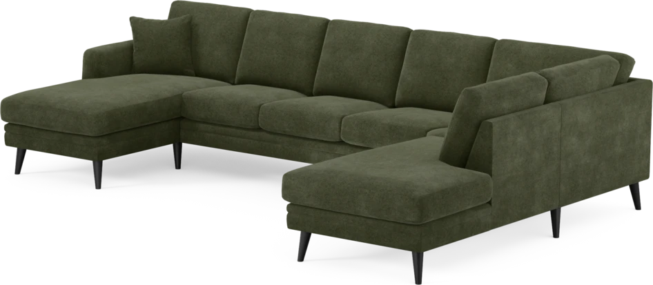 Eden - 3-sits soffa med schäslong vänster och divan höger - Grön