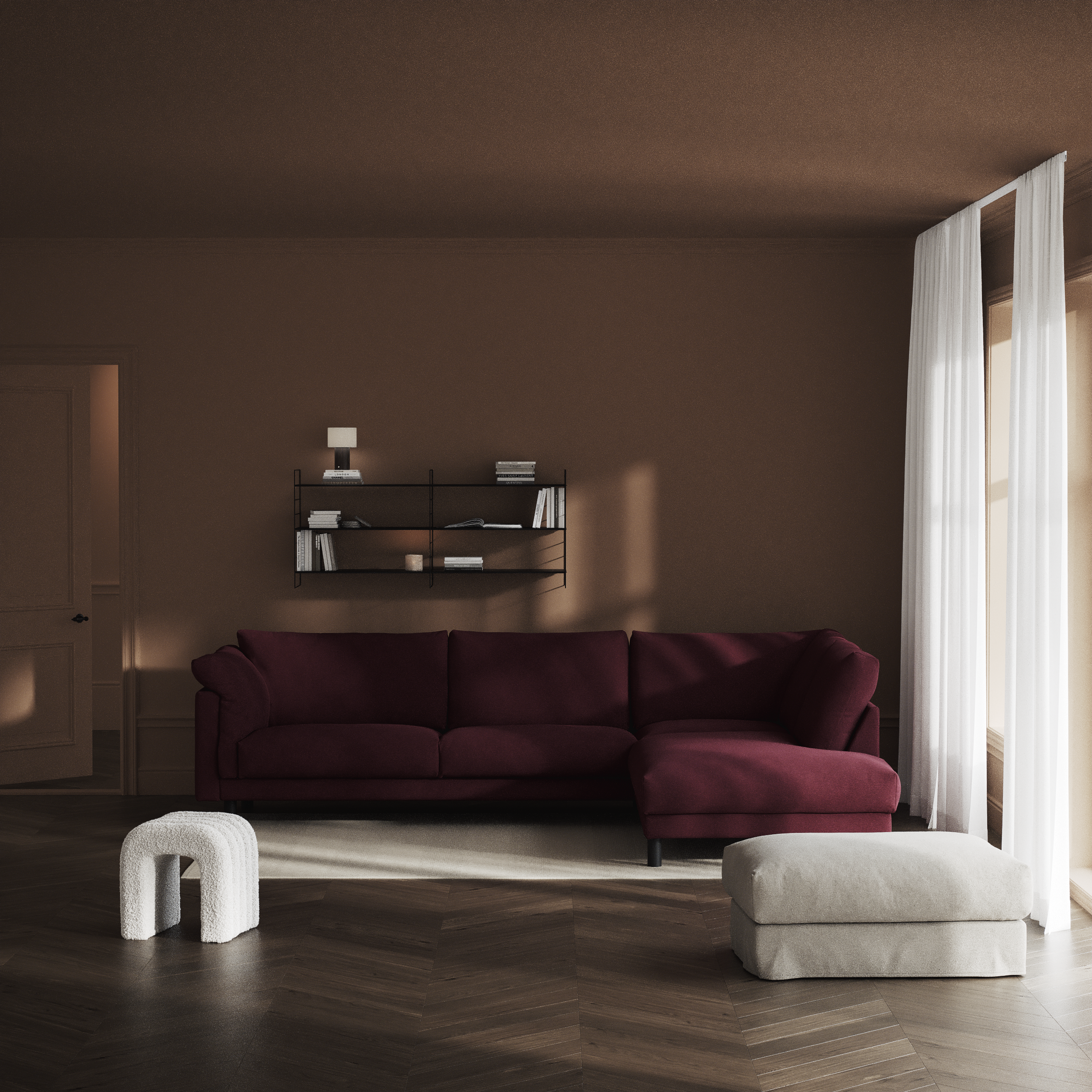 Cherrie - 3-sits soffa med divan höger, fast klädsel - inspiration