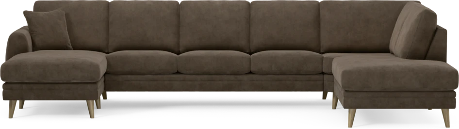 Eden - 3-sits soffa med schäslong vänster och divan höger - Brun