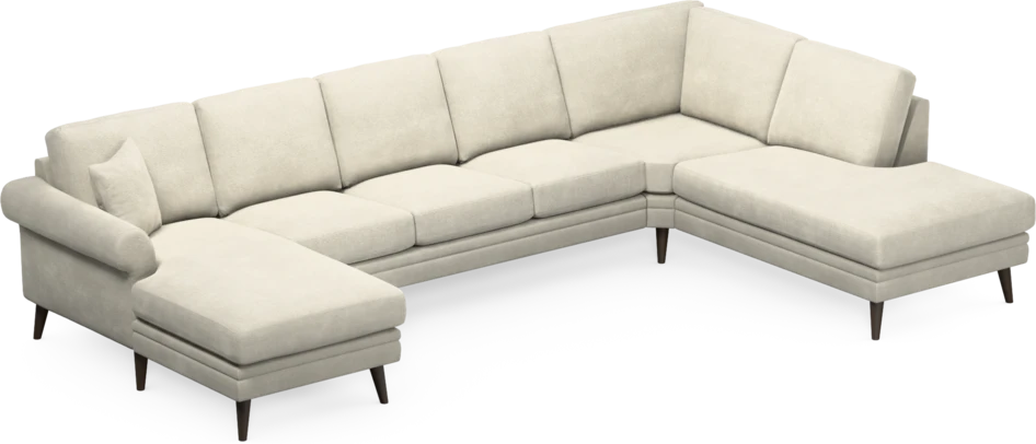 Eden - 3-sits soffa med schäslong vänster och divan höger - Vit