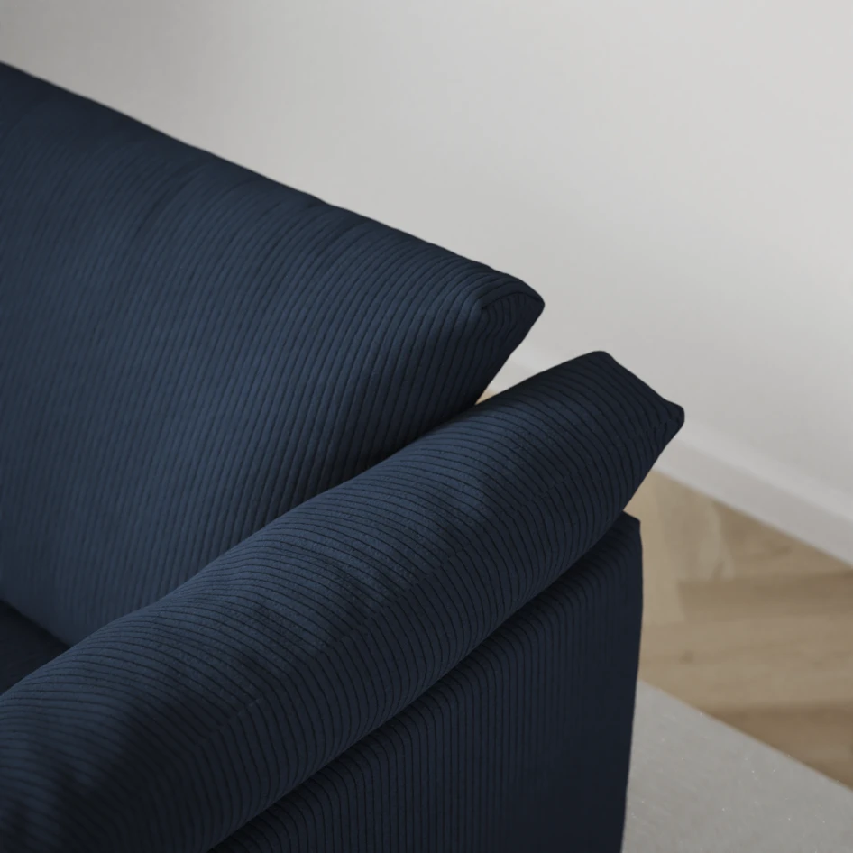 Cherrie - 2,5-sits soffa, hel dyna, fast klädsel - Blå
