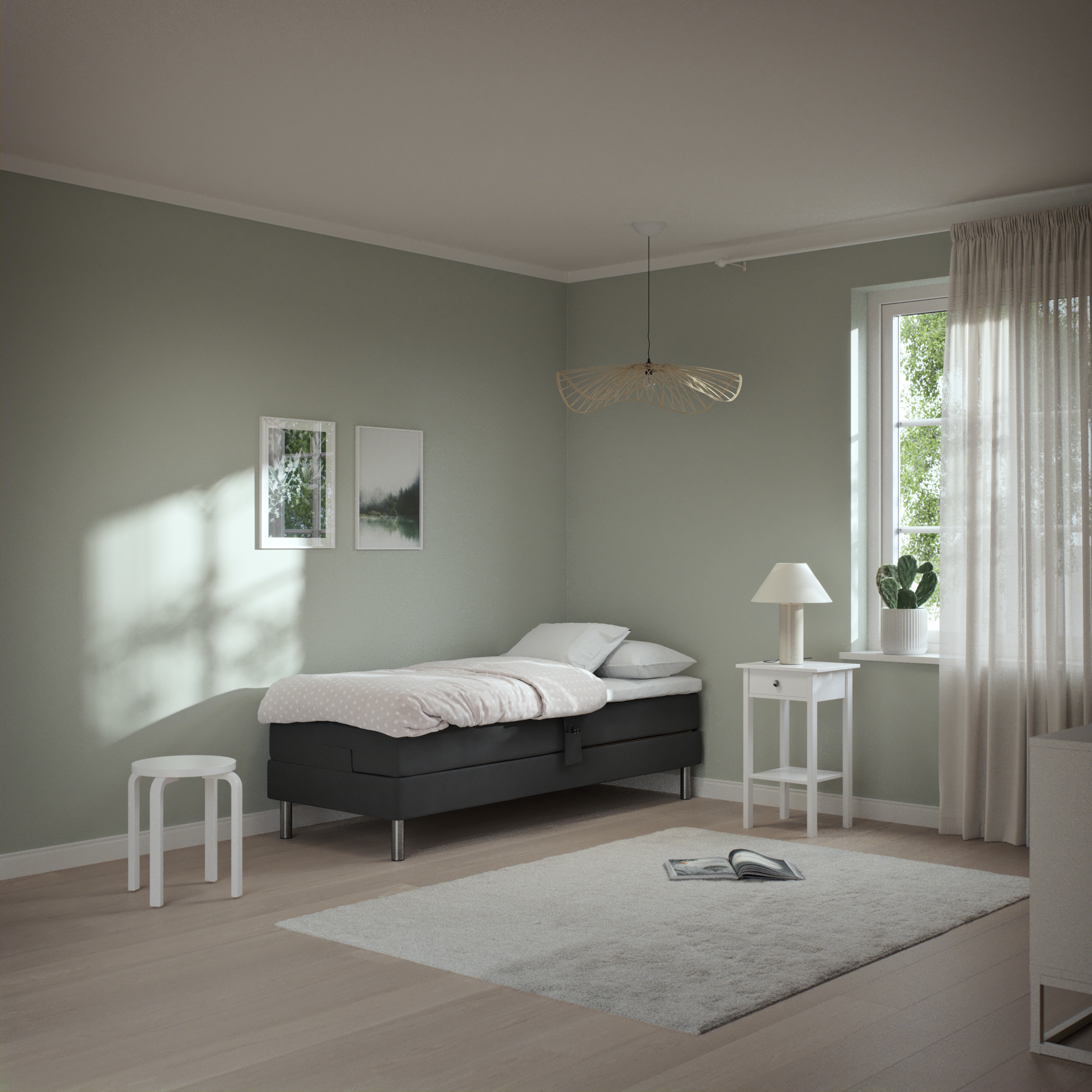 Roma Family, Ställbar säng, enkelsäng med bäddmadrass, B 80-120