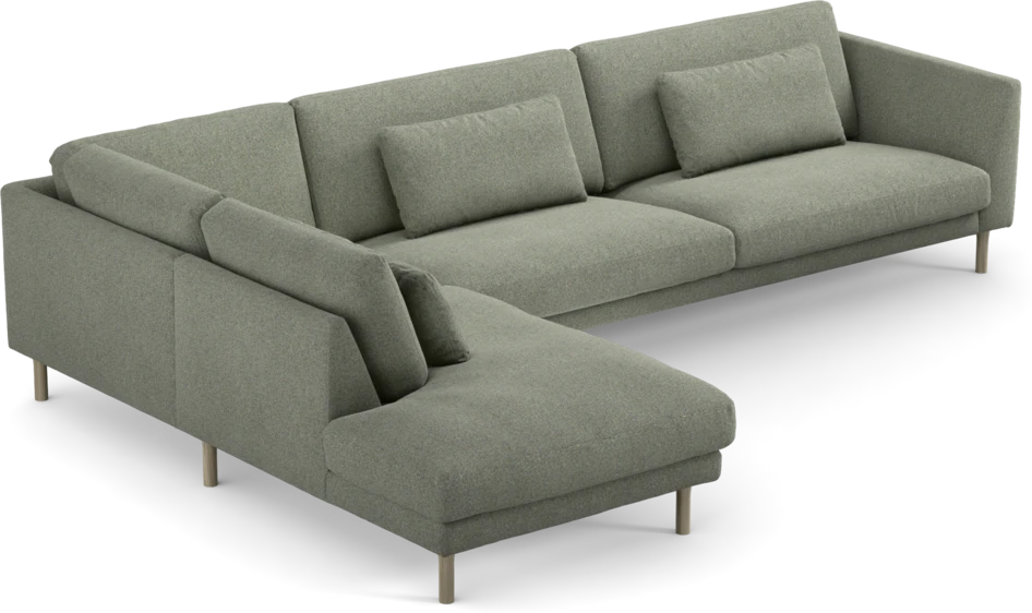 Willow - 4-sits soffa med divan vänster, fast klädsel - Grön