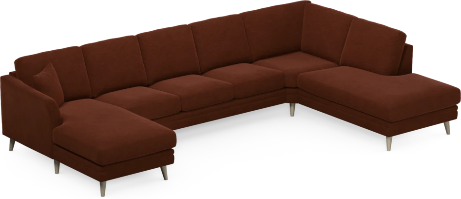 Eden - 3-sits soffa med schäslong vänster och divan höger - Orange
