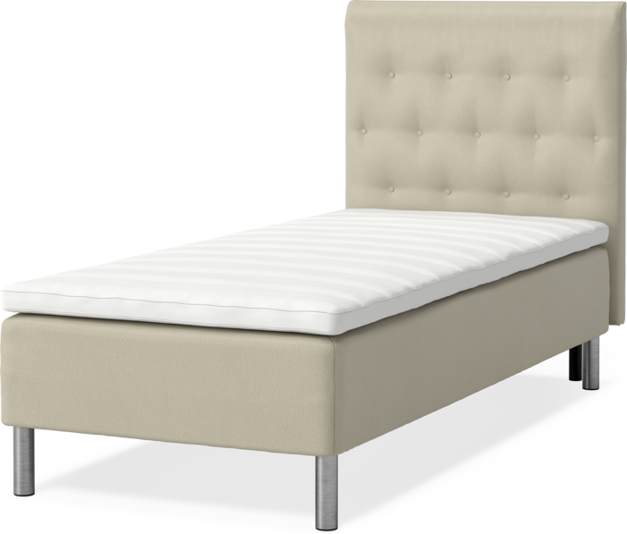 Roma Family - Ramsäng, enkelsäng med bäddmadrass och sänggavel låg pikerad, B 90-120 - Beige