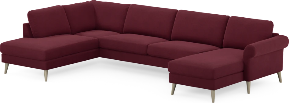 Bridge - 3-sits soffa med divan vänster och schäslong höger - Röd