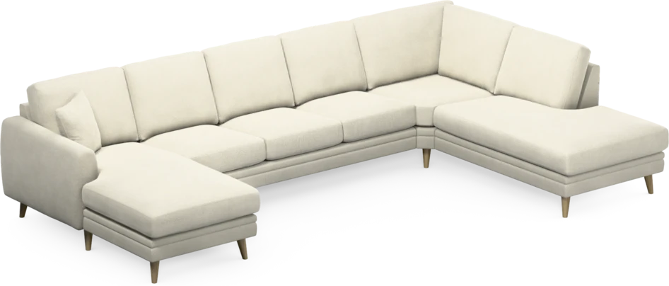 Eden - 3-sits soffa med schäslong vänster och divan höger - Vit