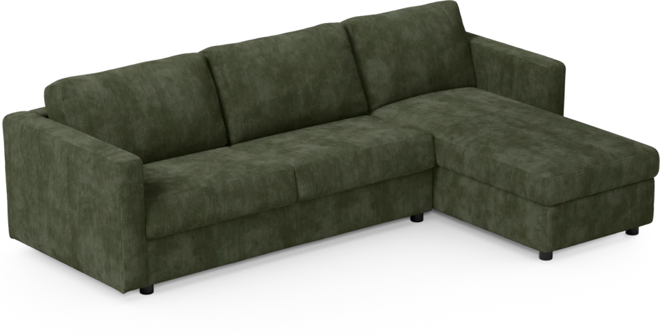 Lindö - Bäddsoffa 2,5-sits med schäslong, vändbar - Grön