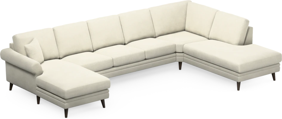 Eden - 3-sits soffa med schäslong vänster och divan höger - Vit