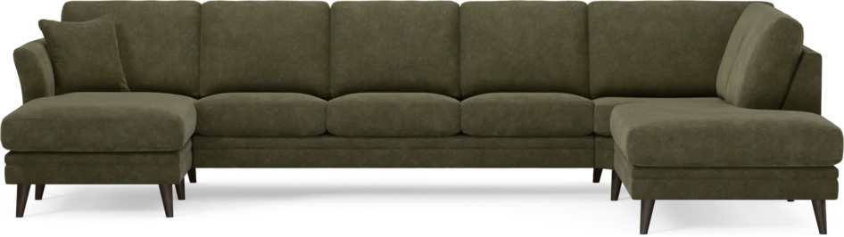 Eden - 3-sits soffa med schäslong vänster och divan höger - Grön