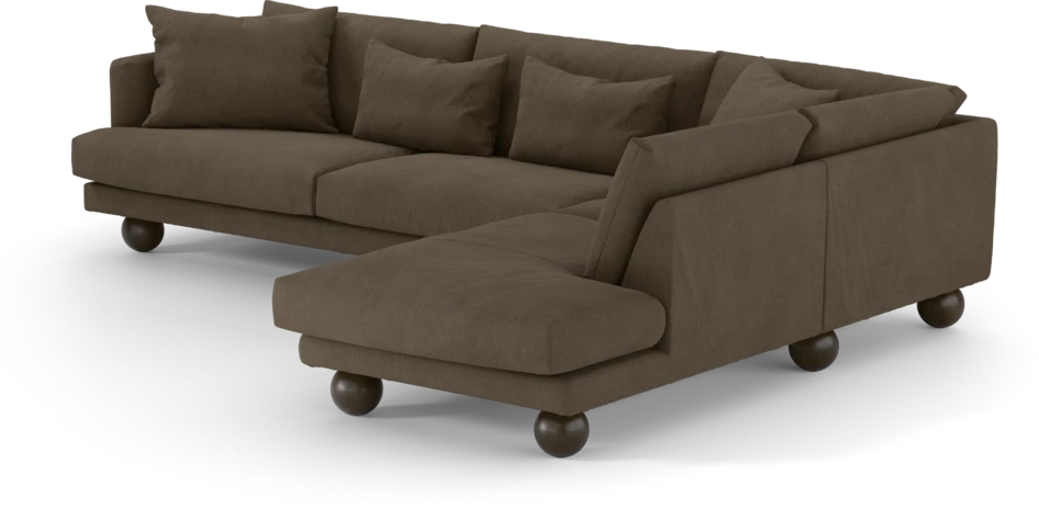 Harper - 3-sits soffa med divan höger - Brun