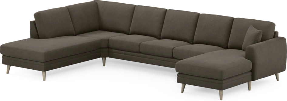Eden - 3-sits soffa med divan vänster och schäslong höger - Brun