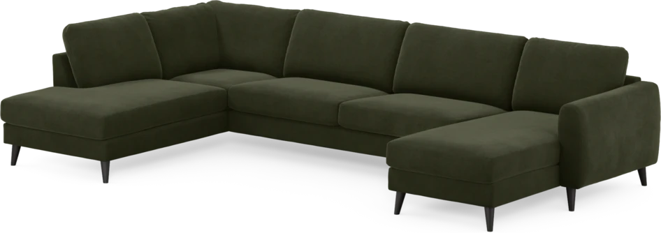 Bridge - 3-sits soffa med divan vänster och schäslong höger - Grön