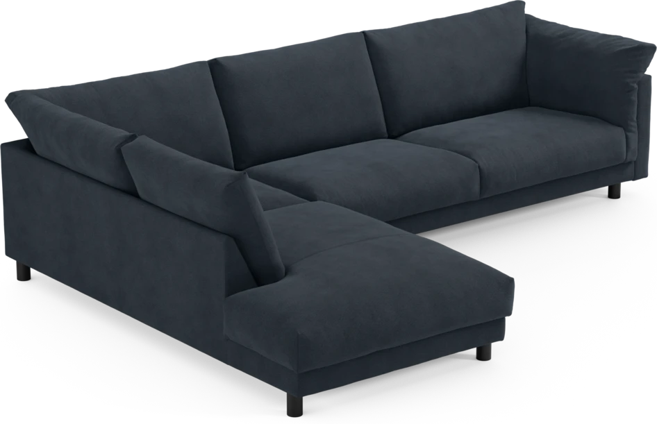 Cherrie - 3-sits soffa med divan vänster, fast klädsel - Blå