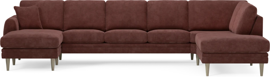 Eden - 3-sits soffa med schäslong vänster och divan höger - Röd