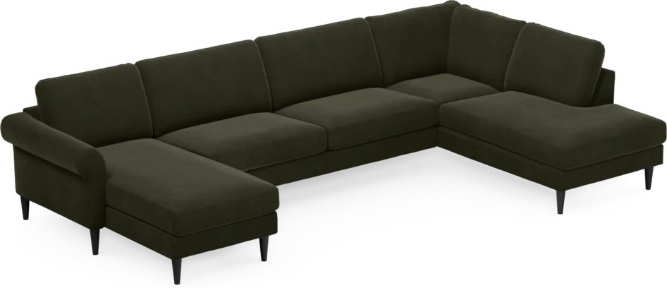 Bridge - 3-sits soffa med schäslong vänster och divan höger - Grön