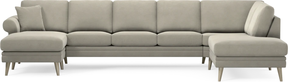 Eden - 3-sits soffa med schäslong vänster och divan höger - Brun