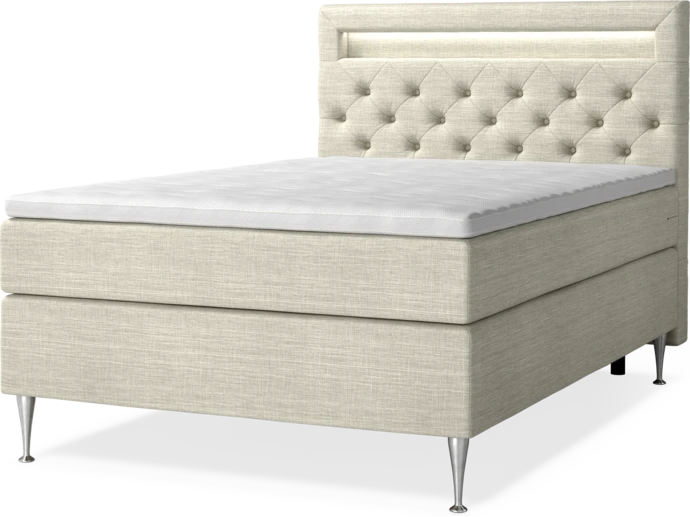 New York, Kontinentalsäng, enkelsäng med bäddmadrass, sängben och sänggavel LED