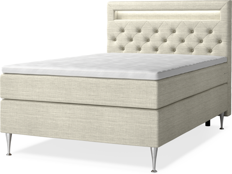 New York Supreme - Kontinentalsäng, enkelsäng med bäddmadrass och sänggavel LED - Beige