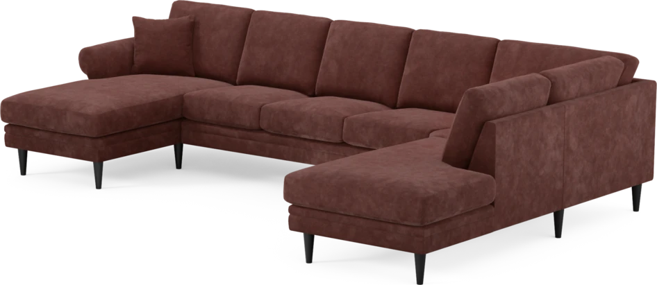 Eden - 3-sits soffa med schäslong vänster och divan höger - Röd