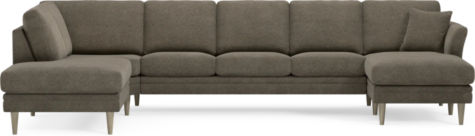 Eden - 3-sits soffa med divan vänster och schäslong höger - Brun