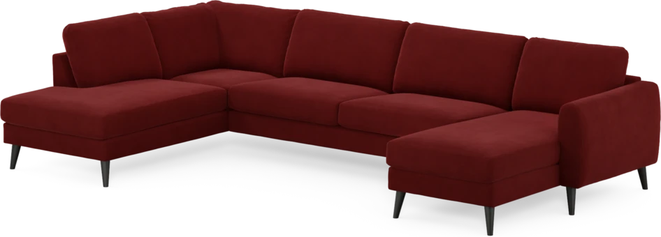 Bridge - 3-sits soffa med divan vänster och schäslong höger - Röd