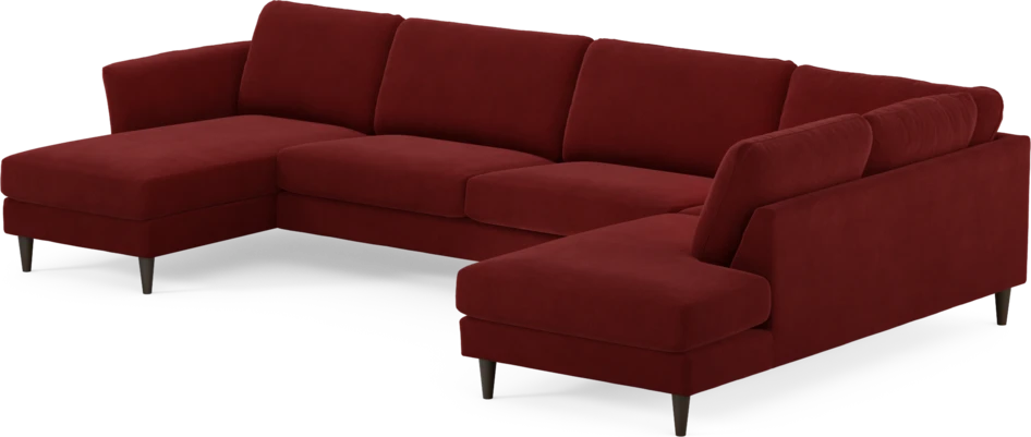 Bridge - 3-sits soffa med schäslong vänster och divan höger - Röd