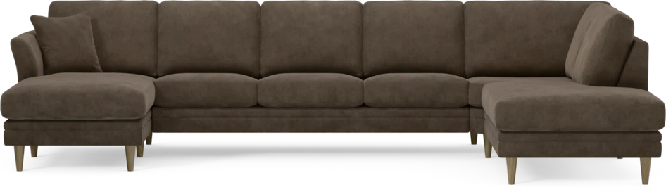 Eden - 3-sits soffa med schäslong vänster och divan höger - Brun