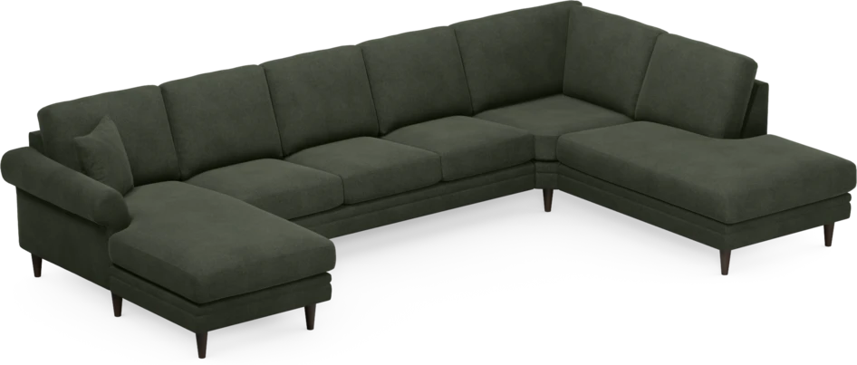 Eden - 3-sits soffa med schäslong vänster och divan höger - Grön