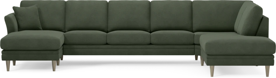 Eden - 3-sits soffa med schäslong vänster och divan höger - Grön