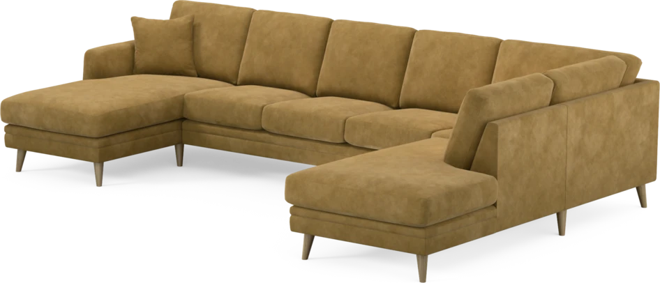 Eden - 3-sits soffa med schäslong vänster och divan höger - Gul