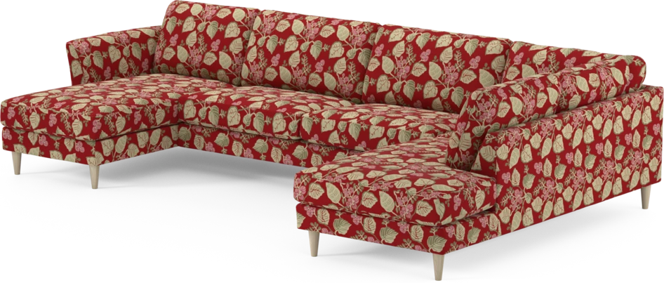 Bridge - 3-sits soffa med schäslong vänster och divan höger - Röd