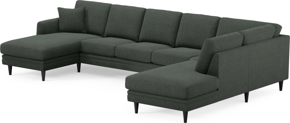 Eden - 3-sits soffa med schäslong vänster och divan höger - Grön
