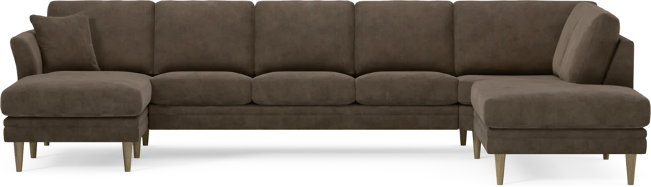 Eden - 3-sits soffa med schäslong vänster och divan höger - Brun