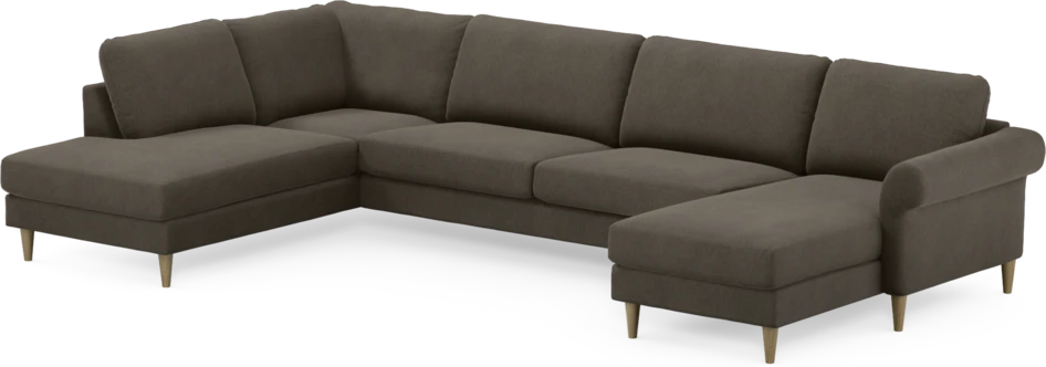 Bridge - 3-sits soffa med divan vänster och schäslong höger - Brun