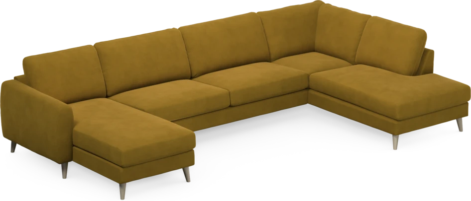 Bridge - 3-sits soffa med schäslong vänster och divan höger - Gul