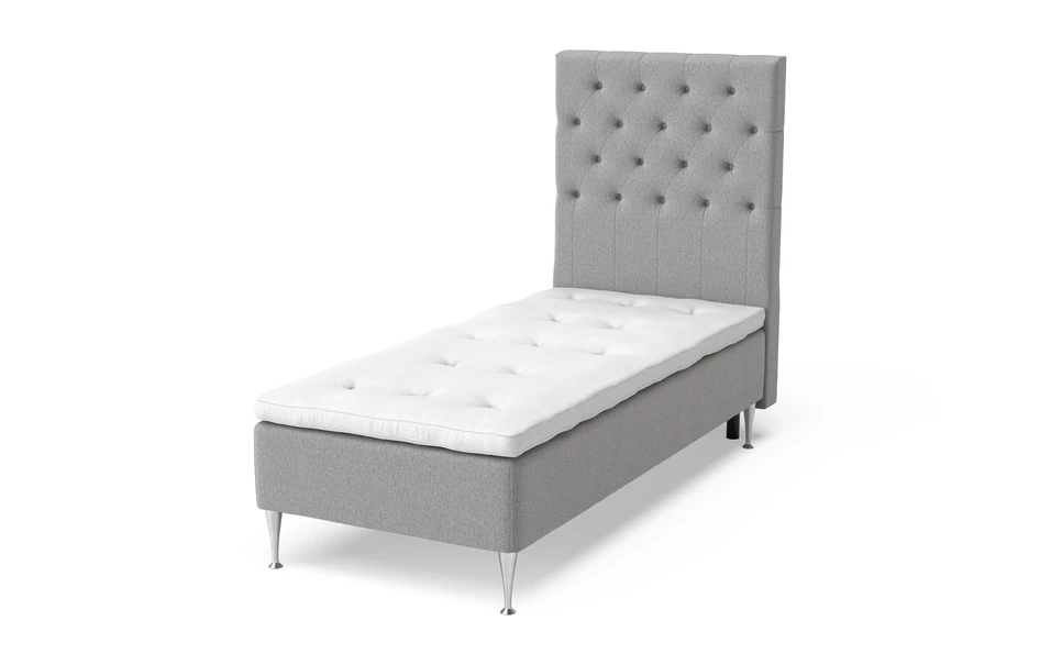 Sense Delux - Ramsäng, enkelsäng med bäddmadrass Sleep Delux vit - Grå