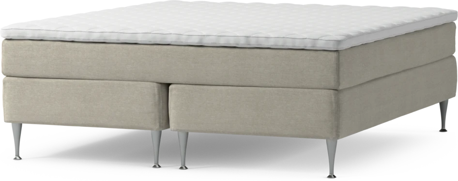 Delux Sense - Kontinentalsäng, dubbelsäng med bäddmadrass och sängben - Beige