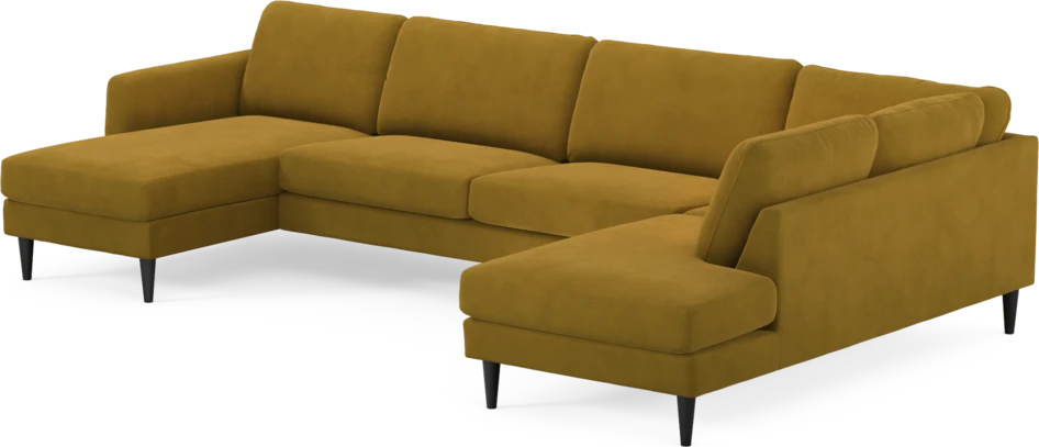 Bridge - 3-sits soffa med schäslong vänster och divan höger - Gul