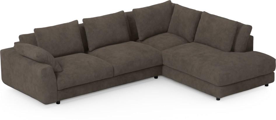 Amie - 3-sits med divan höger - Brun