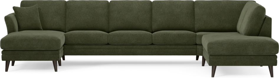Eden - 3-sits soffa med schäslong vänster och divan höger - Grön