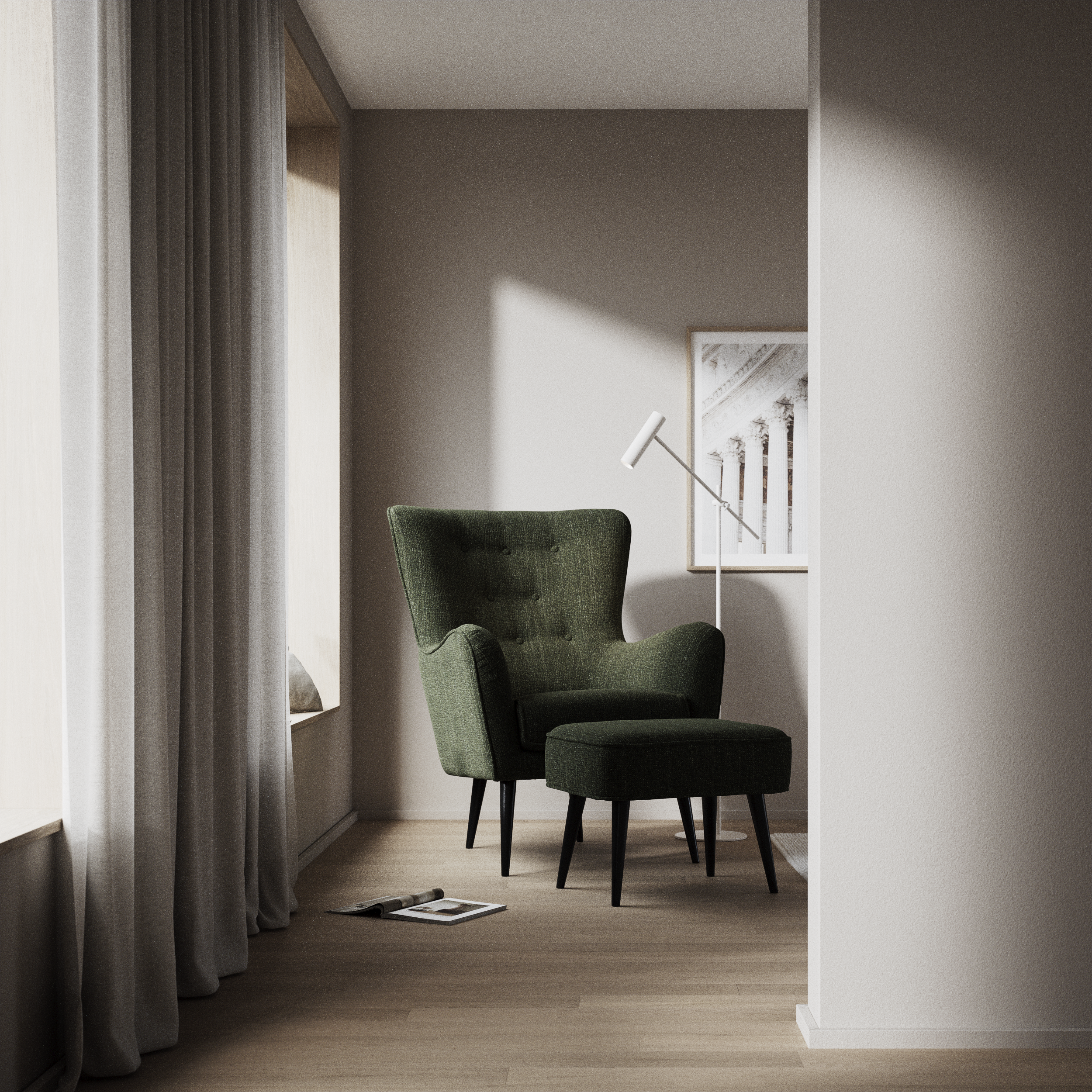 Cordelia, Fåtölj med fotpall