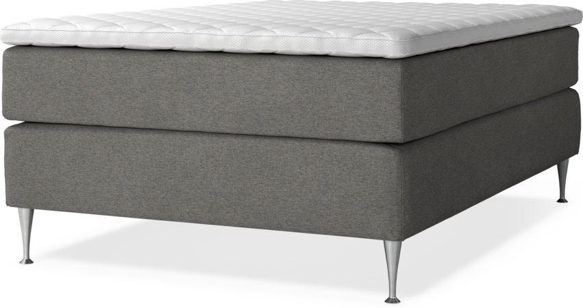Delux Exclusive - Kontinentalsäng, enkelsäng 140 cm med bäddmadrass - Grå